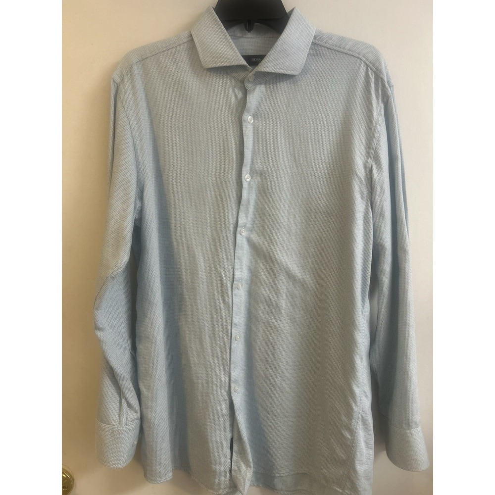 Boss Hugo Boss Men's Blue/White Button Up  Sharp Fit Shirt Size 16.5/32/33
